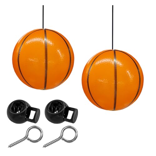 2 Sets Double Garage Parking Aids, Aid-Parking Ball Guide System Kit with Cord Locks and Screw Hooks, Retractable Parking Assist Ball Garage Car Stop Indicator with Rope for Vehicles (Basketball)