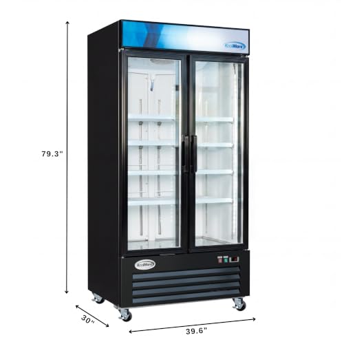 Image of KoolMore 40 in. 33 Cu. Ft. Commercial Merchandiser Display Refrigerator with Swing Doors, LED Lighting, Certified for Commercial Use in Black