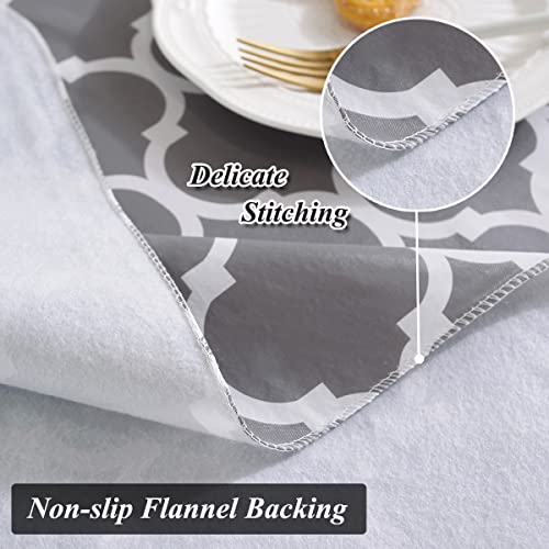 Vinyl Tablecloth Rectangle With Flannel Backing, 100% Waterproof & Oil Proof Plastic Tablecloth, Heavy Duty Table Cover For Dining Table, Indoor & Outdoor Use(Rectangle, 52" X 70" (4-6 Seats), Gray) #TOP4