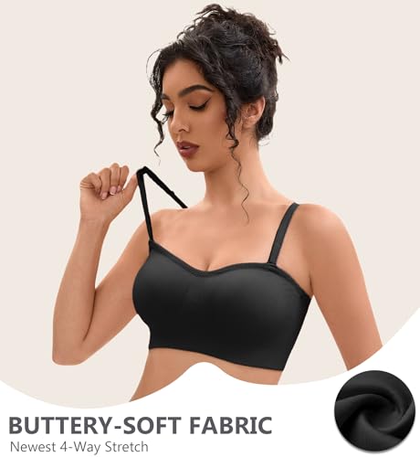 Image of Strapless Bras for Women-Push-Up Non-Slip Bandeau Bra,Seamless Wirefree Padded Tube Top Convertible Straps