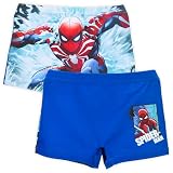 Marvel Costume da Bagno Bambino Spider-Man Mare Piscina Boxer Surf Slip o Parigamba 3-8 Anni Costume Elastico Asciugatura Rapida Ragazzo [Parigamba 18162 Blu - 3 Anni]