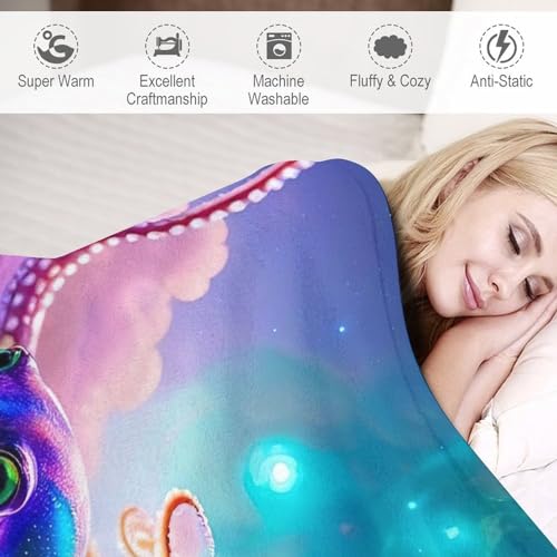 Manta de forro polar para cama con estampado de pulpo microfibra térmica mullida de sofá 6