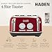 Haden Dorset 4 Slice Wide Slot Stainless Steel Toaster with Adjustable Browning Control & Non-Slip Feet, Rectory Red