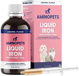 AminoPets Liquid Iron Supplements for Anemia – Made in USA Polysaccharide Iron Complex Supplements for Dogs and Cats – High Potency Iron Supplement Supports Blood Loss, Anemia and Malnutrition