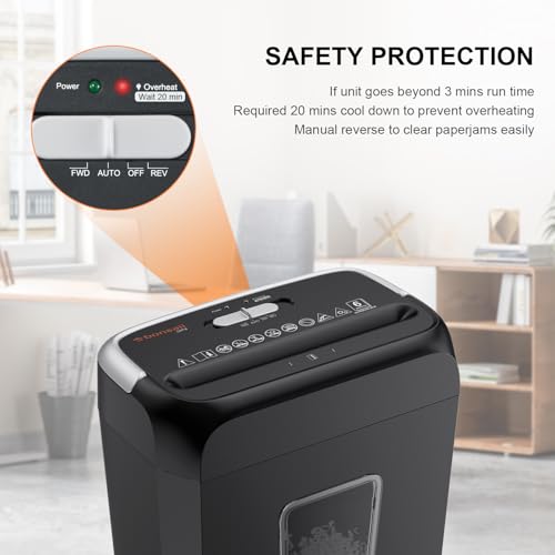 bonsaii paper shredder for home use 34 gal wastebasket 6 sheet crosscut paper credit cards staples and clips shredder for home office use portable handle design c237-b new version
