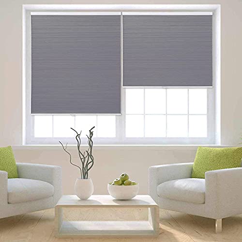 Langla-Shades Blackout Cordless Cellular Shades Bottom Up Honeycomb Window Blinds (Grey(blackout), Custom Size)