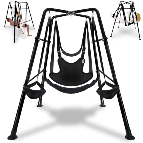 Sex Swing Set with Heavy-Duty Steel Frame and Adjustable Sex StrapSex Swing Chair for AdultsBDSM Sex Toy with Comfortable Sex Bondage Sling SM Sex Furniture Holds 1000 lbs (Black)