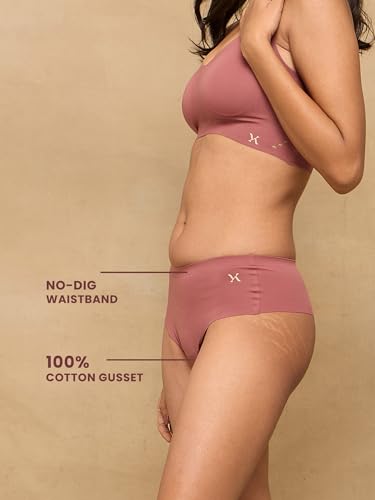 Image of Krvvy Women Seamless Mid-Rise Thong Underwear- Ultrasoft, Breathable, Lightweight & Invisible Underwear with 100% Cotton Gusset Panty