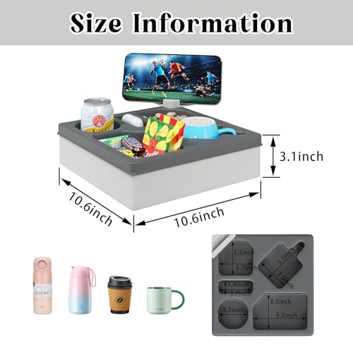 Zxyculture DARK GRAY-CUP HOLDER Couch Caddy With Rotatable Phone Holder,Couch Cup Holder Tray thumb #1