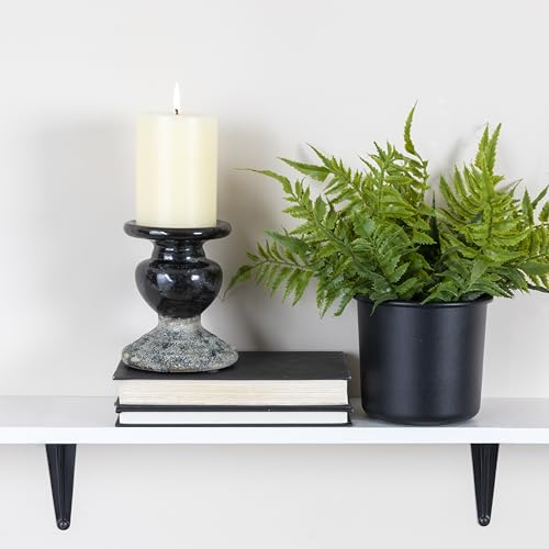 Image of Creative Co-Op 2-Tone Sculptural Terracotta Pillar Candle Holder, Distressed Black