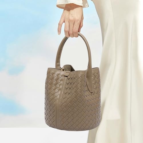 Women's Handwoven Bucket Bag Crossbody Handbag Leather Tote Bag Shoulder Purse Work Travel Woven Bag Top Handle Hobo Handbags4