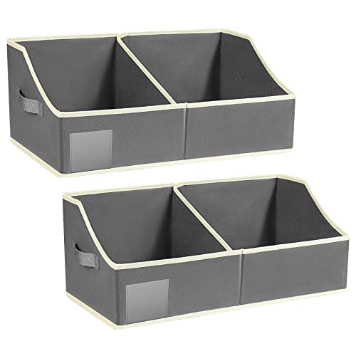 Homsorout Trapezförmige Aufbewahrungsbox Faltbare Aufbewahrungskorb mit Fach Stoff Aufbewahrungskiste Schrank Organizer zum Organisieren von Regal, Bücher, Spielzeug, Kleidung, Bücher, 2er Set Cover