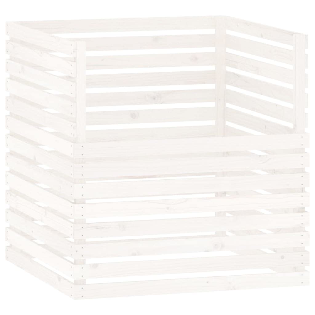 vidaXL Compostador de Madera Maciza de Pino Blanco 100x100x102 cm