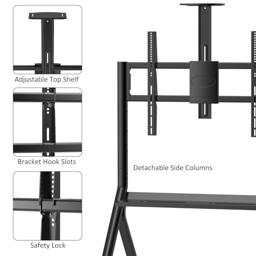 Image of Shiarffe Smart Board Stand for 55 inch- 86'' Interactive Whiteboard, Mobile Stand with Locable Rolling Wheels for Smart Whiteboard, Black
