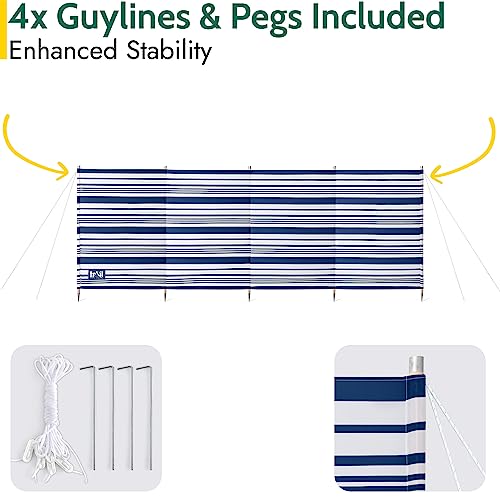 Trail Wooden Windbreak with Bag, Tall Windbreaker Sun Shelter Privacy Screen with Metal Spikes, Outdoor Camping Festival Garden (5 Pole: 3.6m x 1.25m or 7 Pole: 5.4m x 1.25m) - Image 6