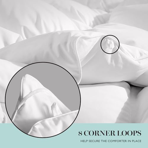 Martha Stewart MS003025 Goose Feather Down Fiber Cotton Comforter Queen Size, Feather Duvet Insert Queen, Hotel Collection Hypoallergenic Comforter 58Oz All Season Medium Warmth 90 X 90 Inch White thumb #6
