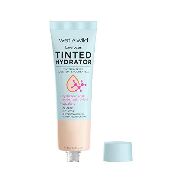 wet n wild Bare Focus Tinted Hydrator Matte Finish, Light Medium, Oil-Free, Moisturizing Makeup | Hyaluronic Acid | Sheer To Medium Coverage