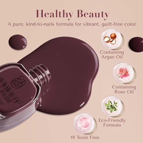 Image of AZUREBEAUTY Nail Polish Set 4 Colors Brown Pink Glitter Nail Polish Quick Dry Natural Nail Lacquer Fingernail Kit with Top Coat DIY Salon Home