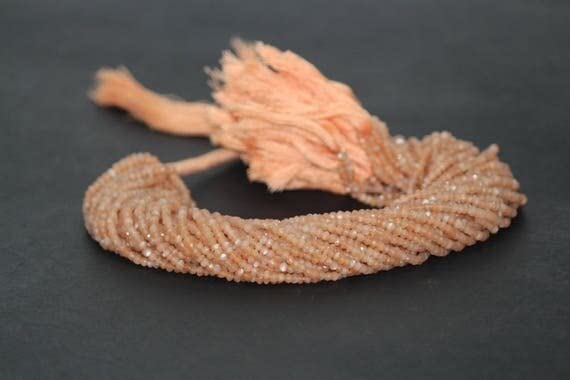 Pierre de lune pêche perles facettées 3-3.5mm pour créer vos bracelets d'été bohème chic