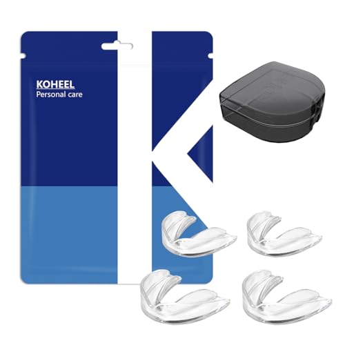 KOHEEL MG Moldable Mouth Guard for Teeth Grinding and Clenching, Perfect Fit Night Guard, Dental Guard for Bruxism Relief, 4 Count (2 Large & 2 Small)
