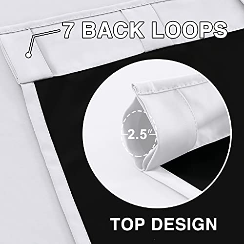 100% Blackout Curtains Thermal Insulated Window Curtains 54 Inch Length Rod Pocket And Back Tab Curtain Panels For Bedroom Full Light Blocking Drapes With Black Liner, Pure White #TOP4