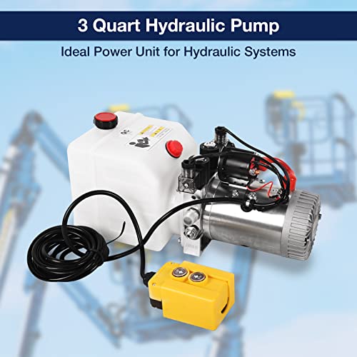 Image of 12V Hydraulic Power Unit 3200 PSI, Double-Acting Hydraulic Pump for Dump Trailer & Car Lifting