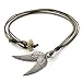 Jovivi Vintage Men's Alloy Double Angel Wings Pendant Cotton Cord Chain Necklace