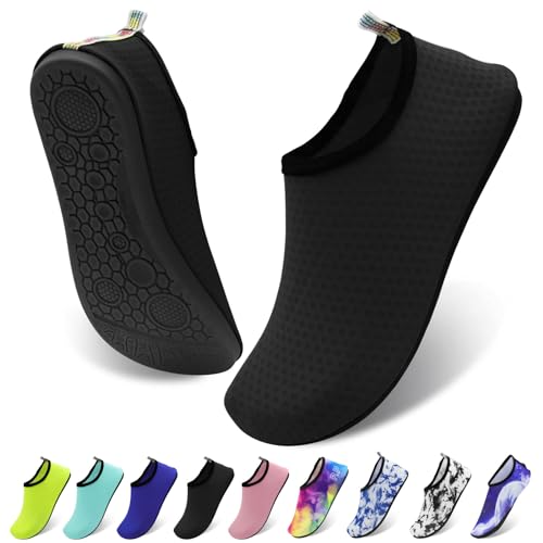 KATLKIU Zapatos de Playa Negros 40-41, Zapatos de Agua Antideslizantes en el mar, Secos rápidamente, Ligeros e Impermeables