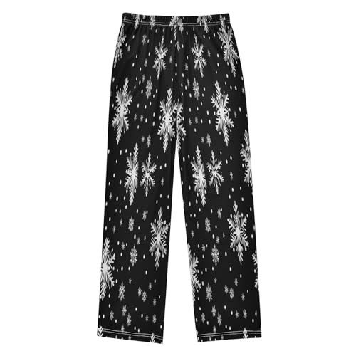 Snowflake Pattern Pajama Lounge Pants with Pockets Sleepwear Soft Elastic Waist PJ Bottoms 6-14 Years2
