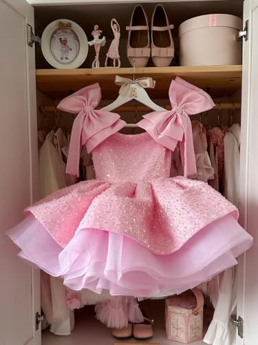 Custom Flower Girl Dress Sequin Tulle Puffy with Bow Short Sleeve for Wedding Party Birthday Banquet Prom Holy Communion Gown2