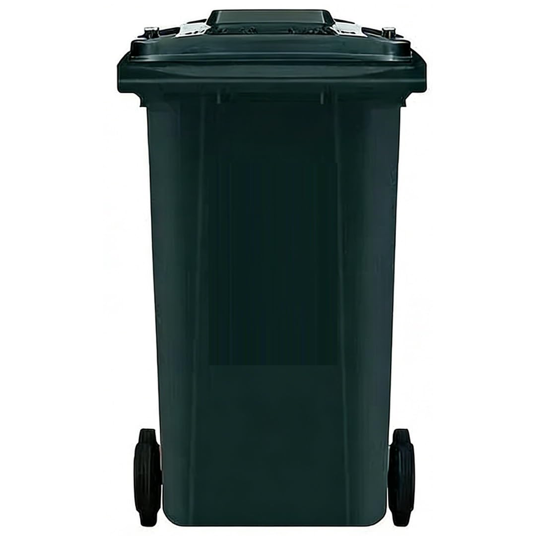Zewnętrzny kosz na śmieci, plastikowy pojemnik na śmieci, kosz na śmieci z pokrywą i kółkami (czarny, 120 l)