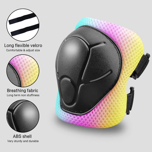 ZLEIOUY Kids Protective Gear Set Knee Pads for Kids 3-14 Years Toddler Knee and Elbow Pads with Wrist Guards 3 in 1 for Skating Cycling Bike,Biking, Roller Skates, Scooters - Image 2