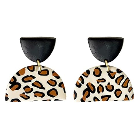 YANCHUN Cheetah Polymer Clay Drop Earrings Cover