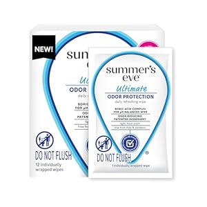 Summer’s Eve, Ultimate Odor Control, Daily Feminine Wipes with Boric Acid, Removes Odor, On-the-go Body Wipes with pH Balance, 12 ct