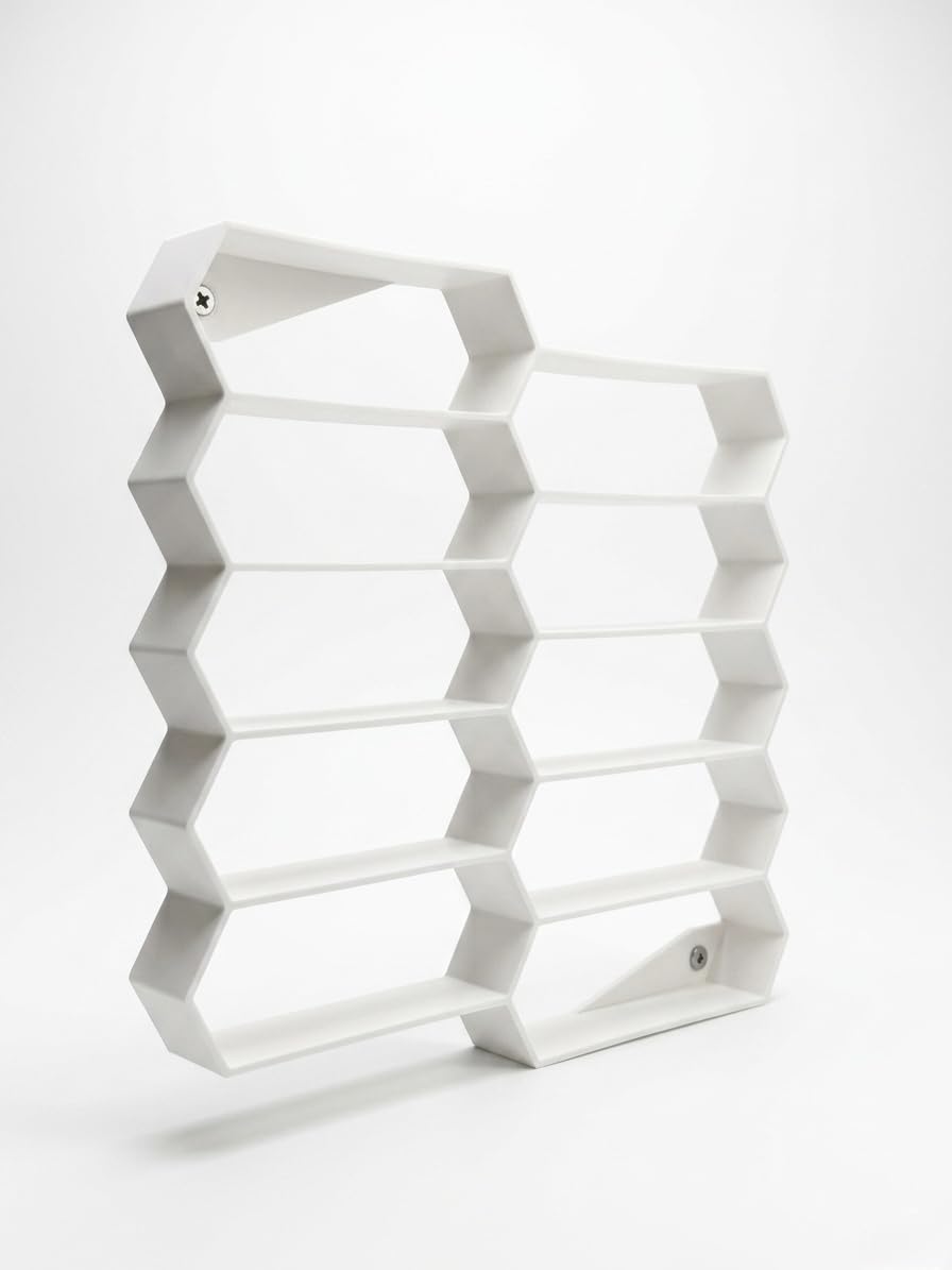 ZAKURA Wall Stand for Hot Wheels, Honeycomb Display Shelf, White, Wall-Mounted Organiser-image-2