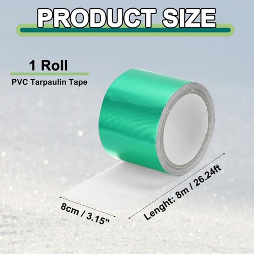 Image of PATIKIL Awning Repair Tape 3-1 /8 inch x 26ft Waterproof Canvas Tape High Adhesive Tear Repair Patch Kit for PVC Tarpaulin Tent Awning Fabric RV Sail Boat Cover, Green