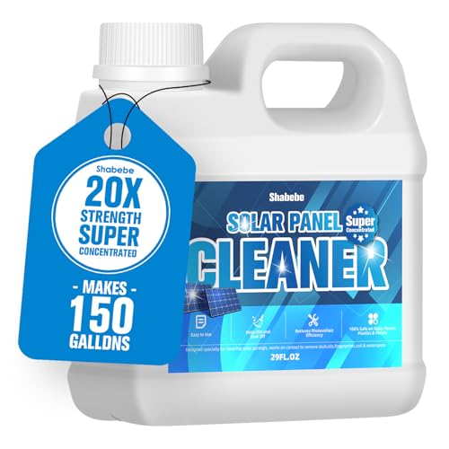 Shabebe Ultra Concentrated Solar Panel Cleaner (29oz Makes 140 Gallons) - Streak-Free, Quick-Dry Formula for Effective Cleaning of Solar Panels, Glass, and More
