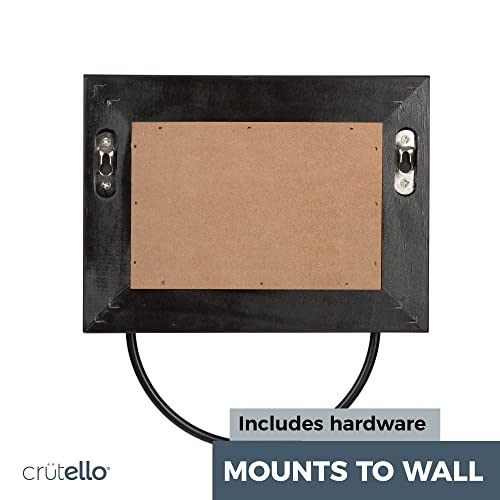 Crutello Rustic Hand Towel Ring For Bathroom With Galvanized Backing- Wall Mounted Bathroom Hand Towel Holder - Black Wood & Black Metal Ring, Farmhouse Decor #TOP3