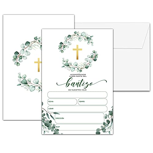 Eucalyptus Bautizo Invitations