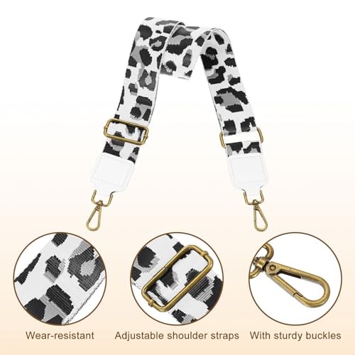 Image of uxcell Wide Shoulder Strap, 5cm Adjustable Purse Strap Replacement Crossbody Strap for Shoulder Bag Handbag, White, Bronze Square Mouth Buckle