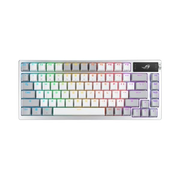 ASUS ROG Azoth 75% Wireless DIY Custom Gaming Keyboard, OLED Display, Three-Layer Dampening, Hot-Swappable ROG NX Snow Switches & Keyboard Stabilizers, PBT Keycaps, RGB-White