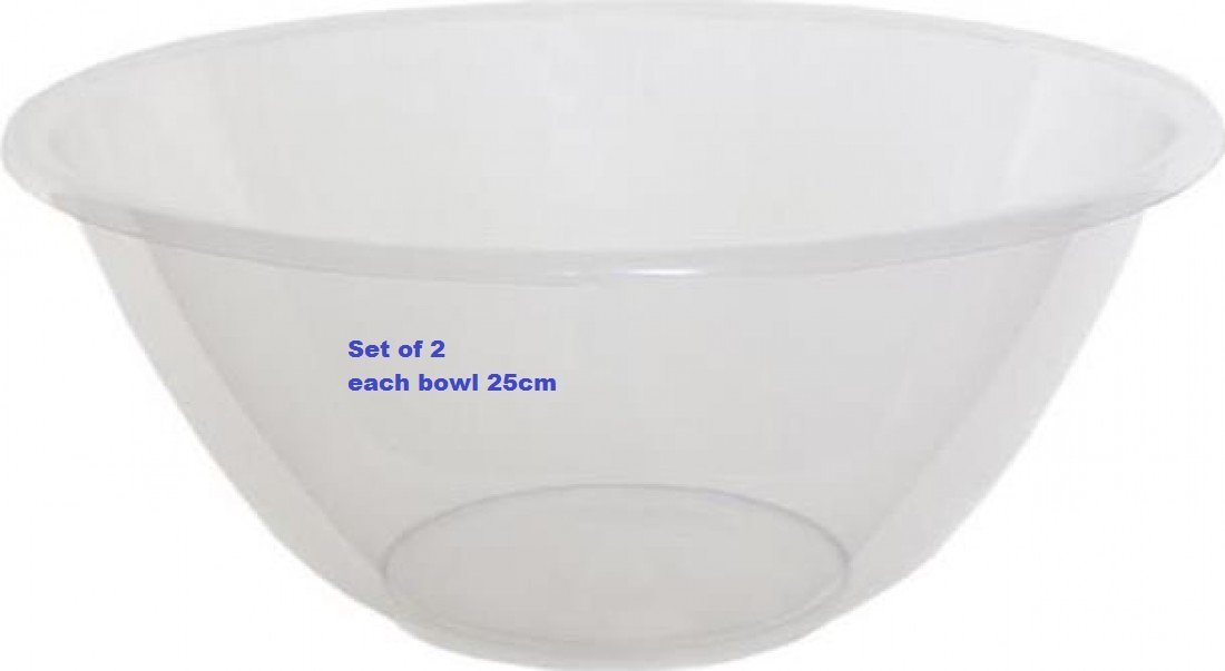 Whitefurze Set Of 2 25Cm Mixing Bowl Clear Plastic By