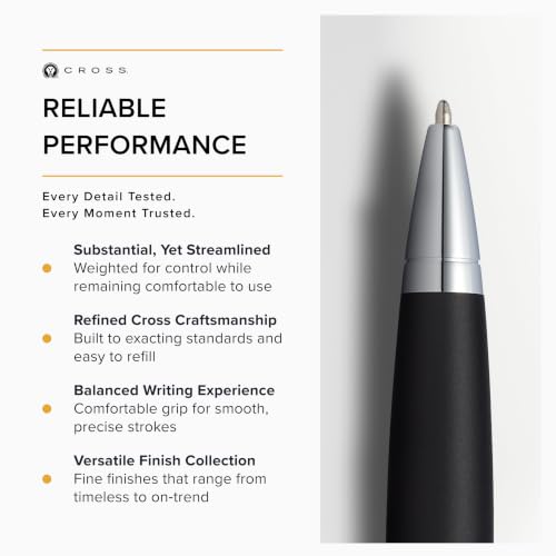 Image of Cross Calais Matte Black Refillable Ballpoint Pen - Fine Point, Black Ink, Smooth Writing, Presented in a Luxury Gift Box