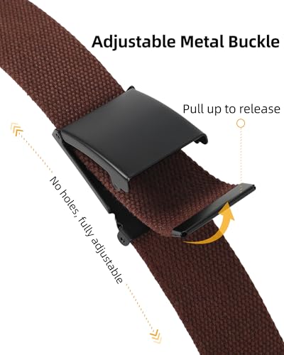 Image of Mile High Life Cut To Fit Canvas Web Belt Size Up to 52 inch with Flip-Top Solid Black Military Buckle