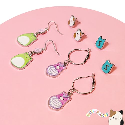 Image of LUV HER Squishmallows Hypoallergenic Earrings for Girls Stud and Fishhook Drop Sets with Charms One Size Fits All Ages 8+