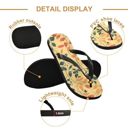 Women Beach Summer Casual Flip Flop Autumn Leaves ThankgivingQuick Dry Sandals Slipper for Men 214B81952