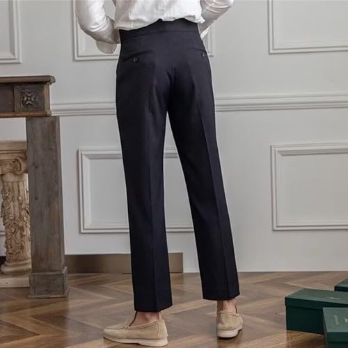 Maiyifu-GJ Men's Fashion Business Dress Pants Straight Leg Slim Fit Suit Pants Crop Casual Work Pants​3