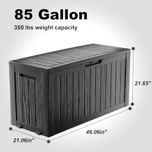 ROJIK Outdoor Storage Box with Wheels – 85 Gallon Mobile Waterproof Resin Deck Box, Lockable Storage for Patio Cushions, Garden Tools, Pool Accessories – UV-Resistant Storage Bench for Backyard & Deck - Image 3