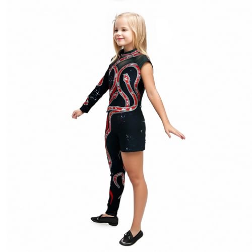 Disfraz de enterizo rojo con estampado de serpiente para niñas 7-8 años miniatura 3