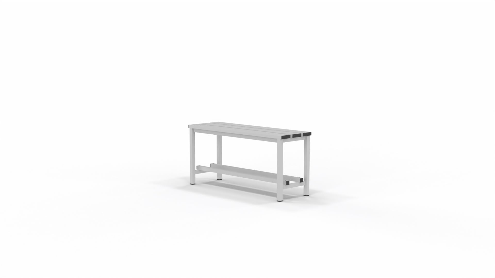 Spacio Banc métallique Norrköping style nordique pour usage professionnel ou à la maison, pour vestiaires, chambre, décoration même en extérieur. Banc pour personnes en acier blanc (1 mètre)